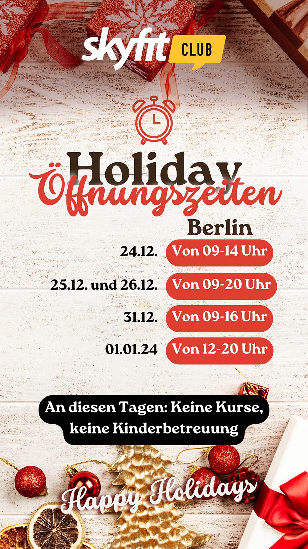 Zeiten Holiday berlin - skyfit-Club das begeisternde Fitnessstudio. Fitness effektiv - Öffnungszeiten Holidays 2023
