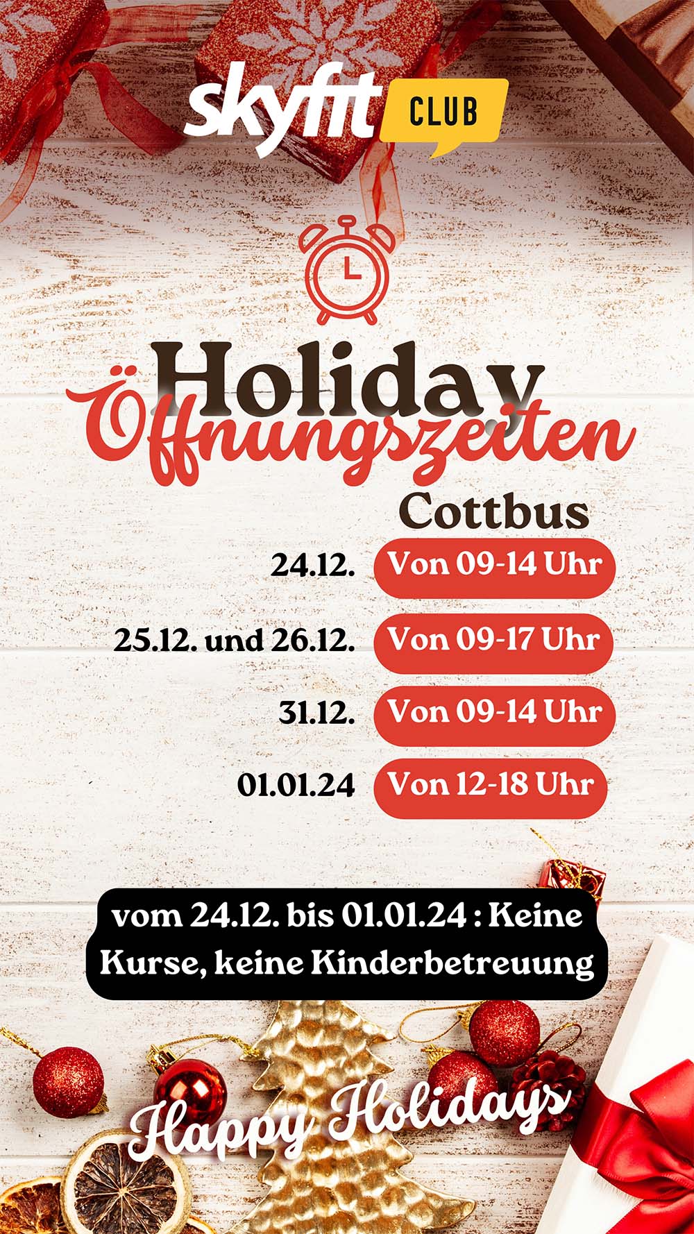 Zeiten Holiday cottbus 1 - skyfit-Club das begeisternde Fitnessstudio. Fitness effektiv - Öffnungszeiten Holidays 2023